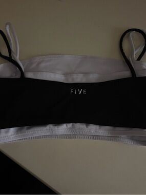 FIVE Black and White Cropped Bralette Tank Top